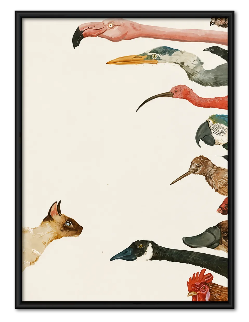 Curious Cat and Birds Wall Art 1