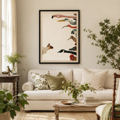 Curious Cat and Birds Wall Art 2