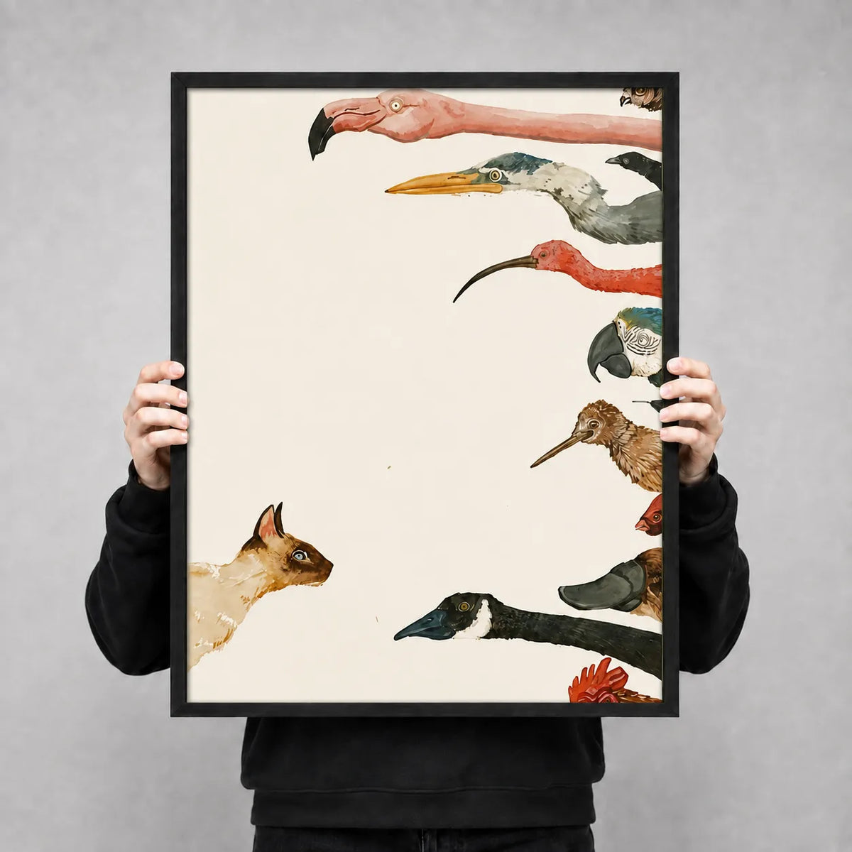 Curious Cat and Birds Wall Art 3
