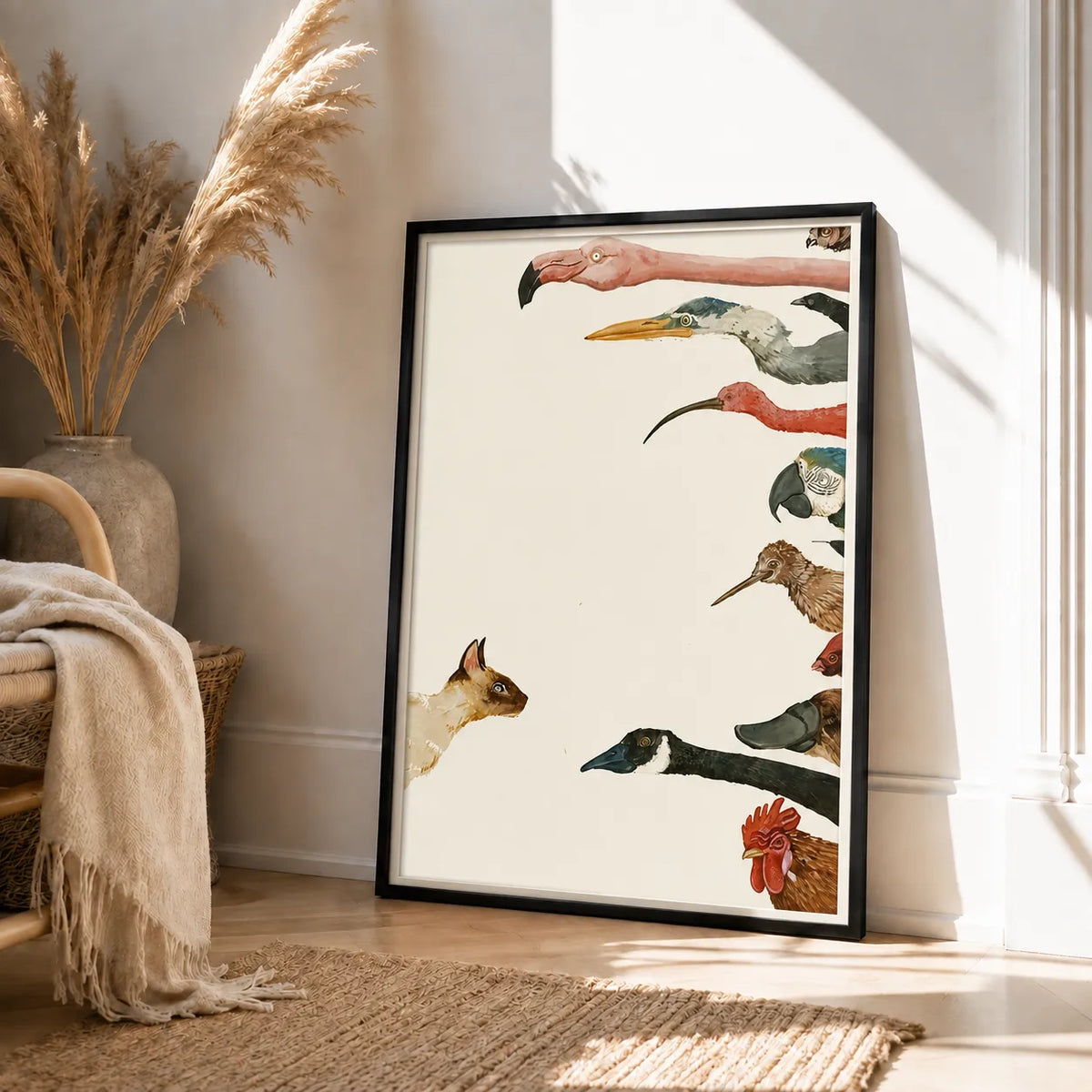 Curious Cat and Birds Wall Art 4