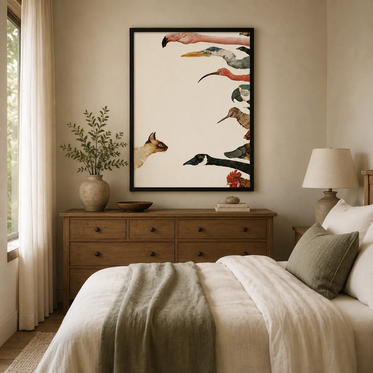 Curious Cat and Birds Wall Art 6