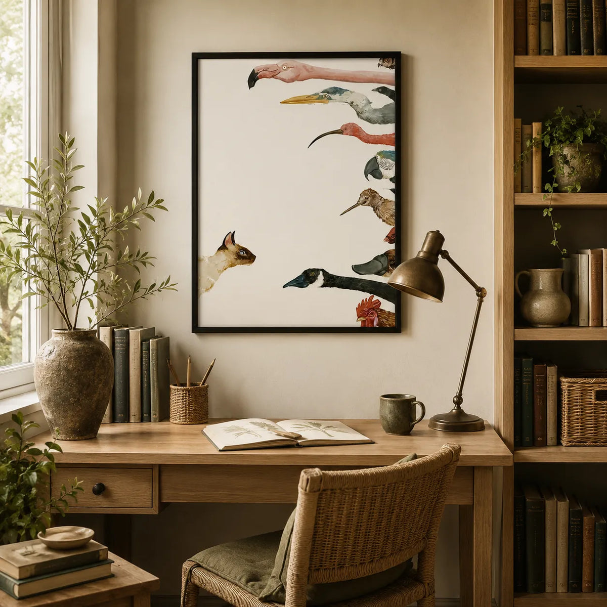 Curious Cat and Birds Wall Art 7