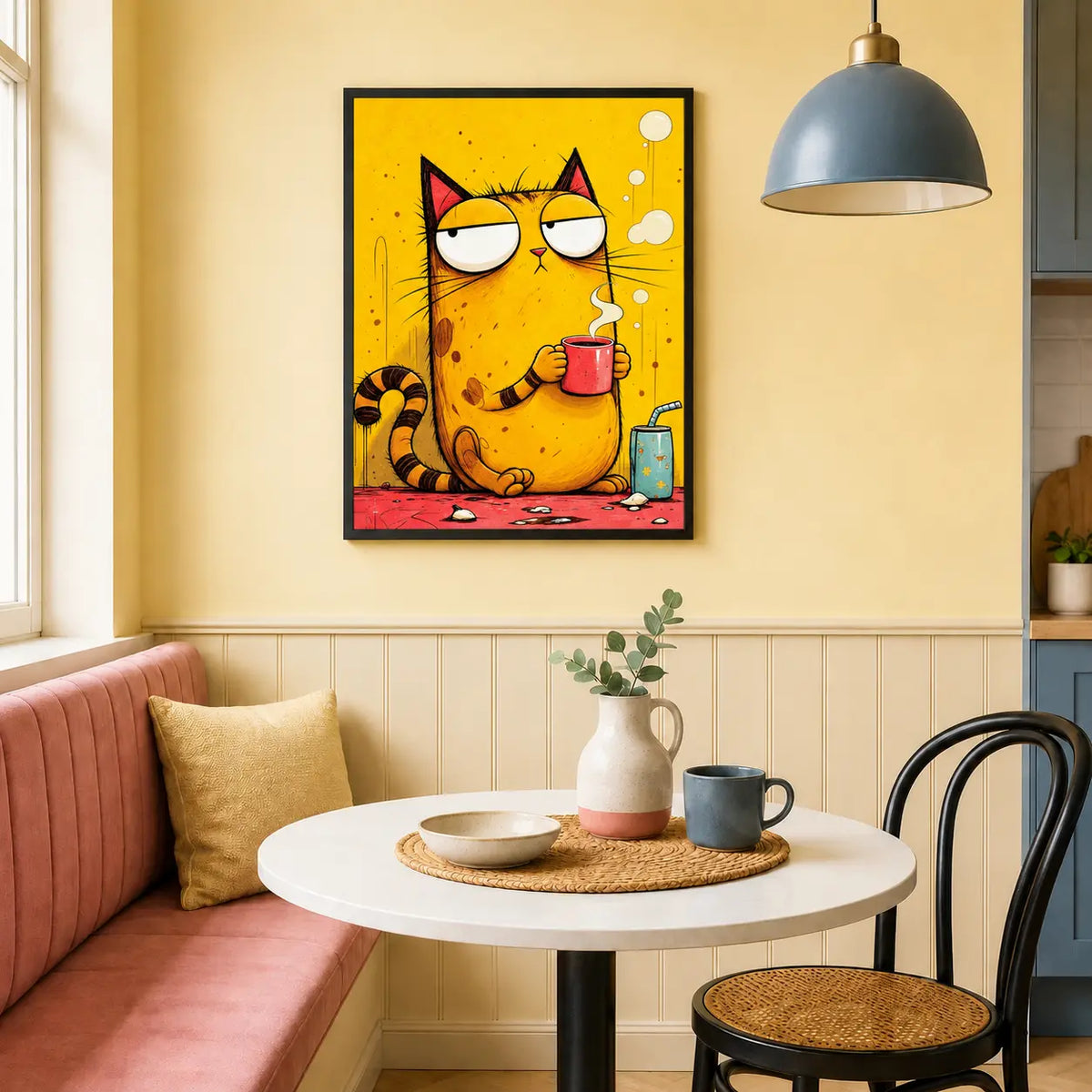 Grumpy Cat Coffee Cup Funny Canvas Wall Art