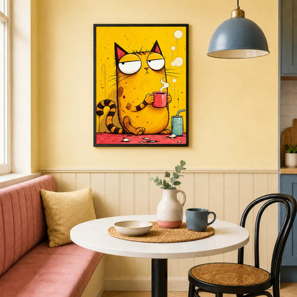 Grumpy Cat Coffee Cup Funny Canvas Wall Art
