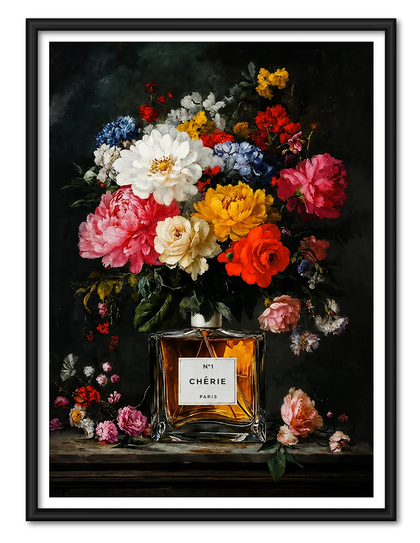 Floral Perfume Bottle Still Life Wall Art