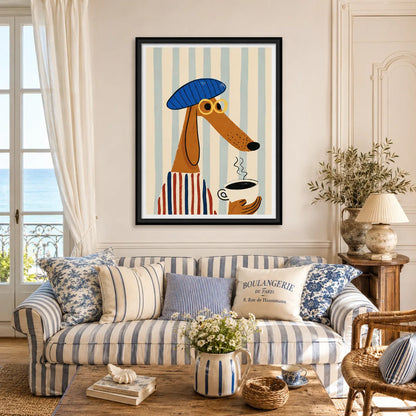 Coffee Dog Beret Wall Art 2