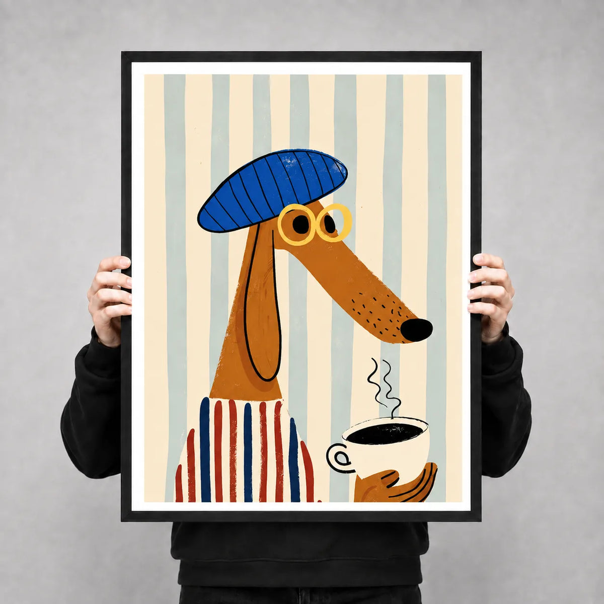 Coffee Dog Beret Wall Art 3