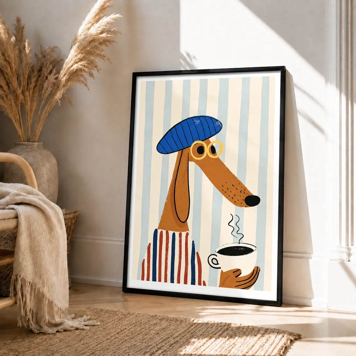 Coffee Dog Beret Wall Art 4