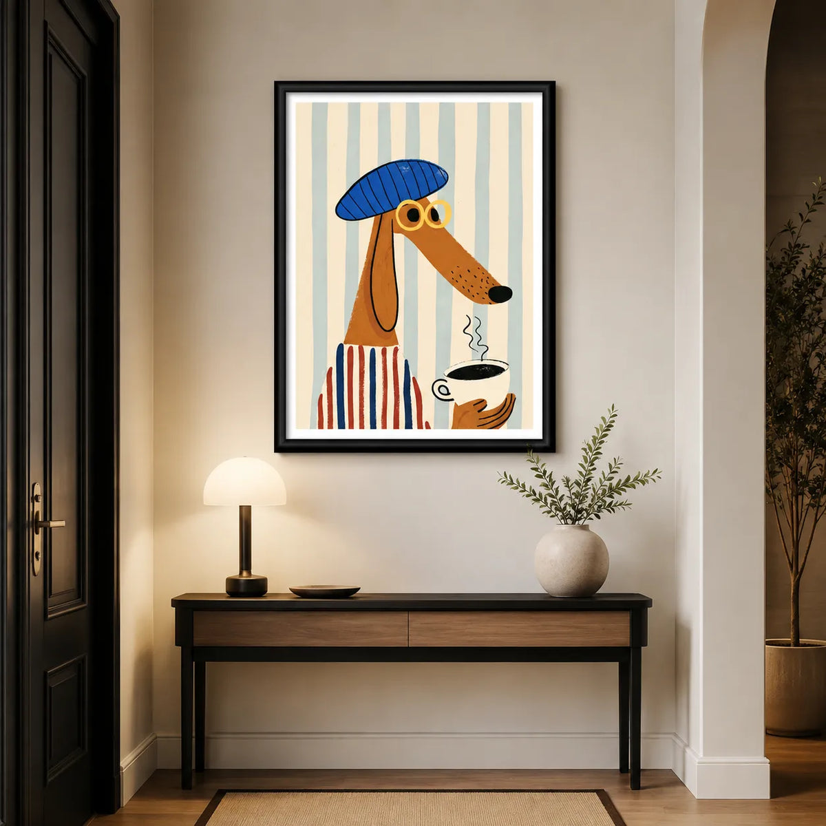 Coffee Dog Beret Wall Art 5