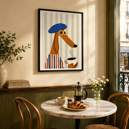 Coffee Dog Beret Wall Art 6