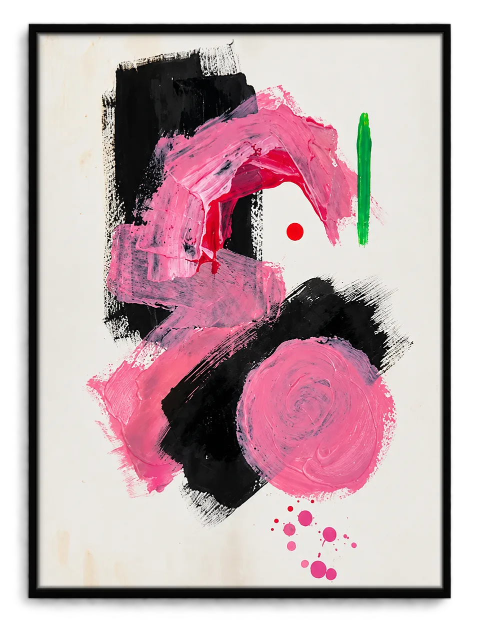 Pink Black Abstract Brushstroke Wall Art 1