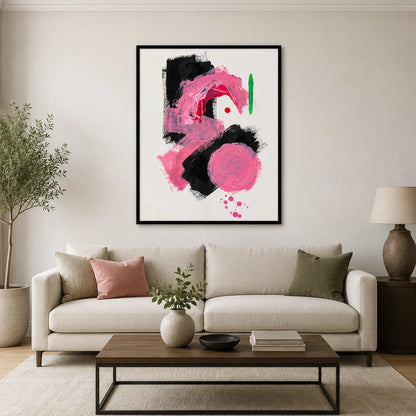 Pink Black Abstract Brushstroke Wall Art 6