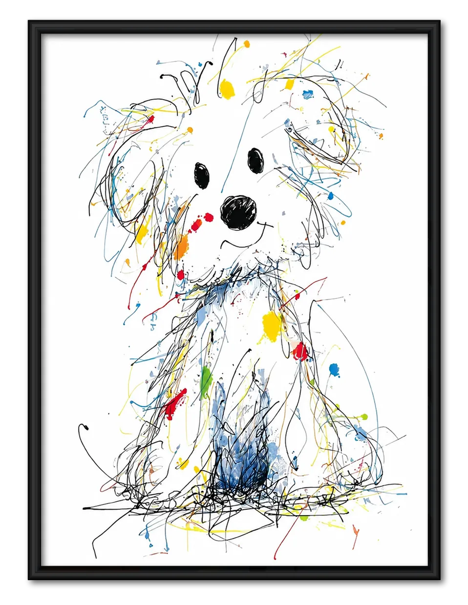 Colorful Sketch Dog Wall Art 1