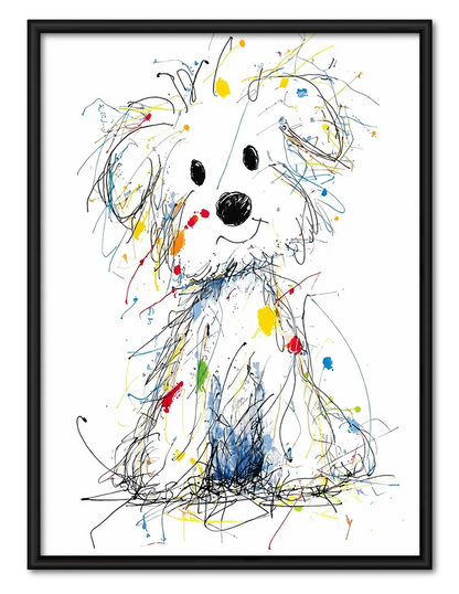 Colorful Sketch Dog Wall Art 1