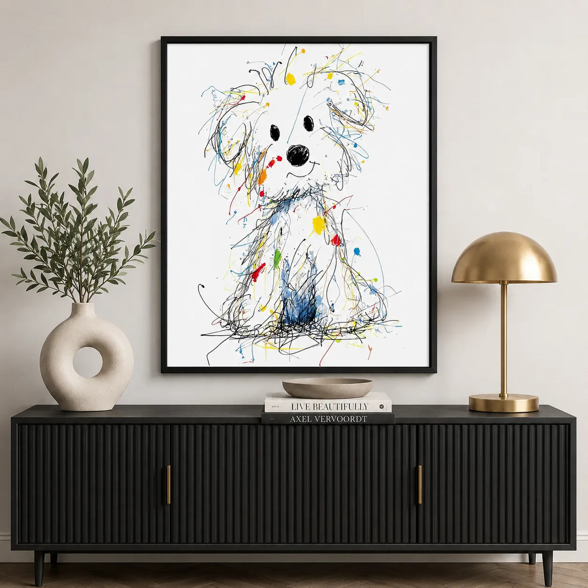 Colorful Sketch Dog Wall Art 3