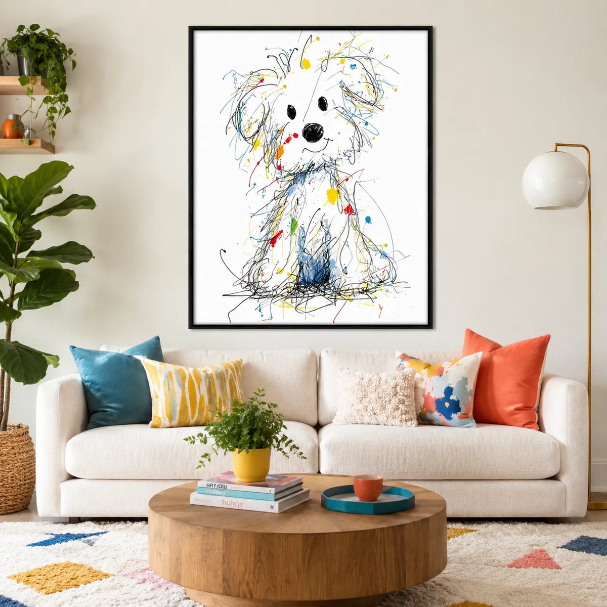 Colorful Sketch Dog Wall Art 5