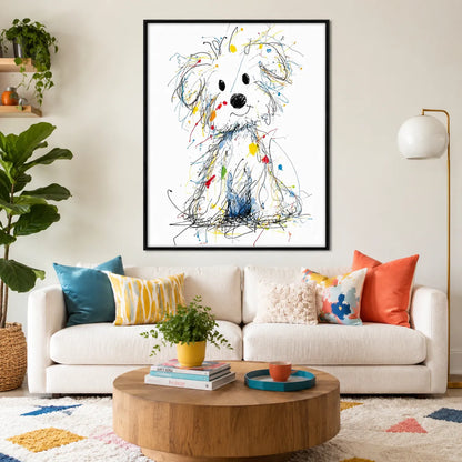 Colorful Sketch Dog Wall Art 5