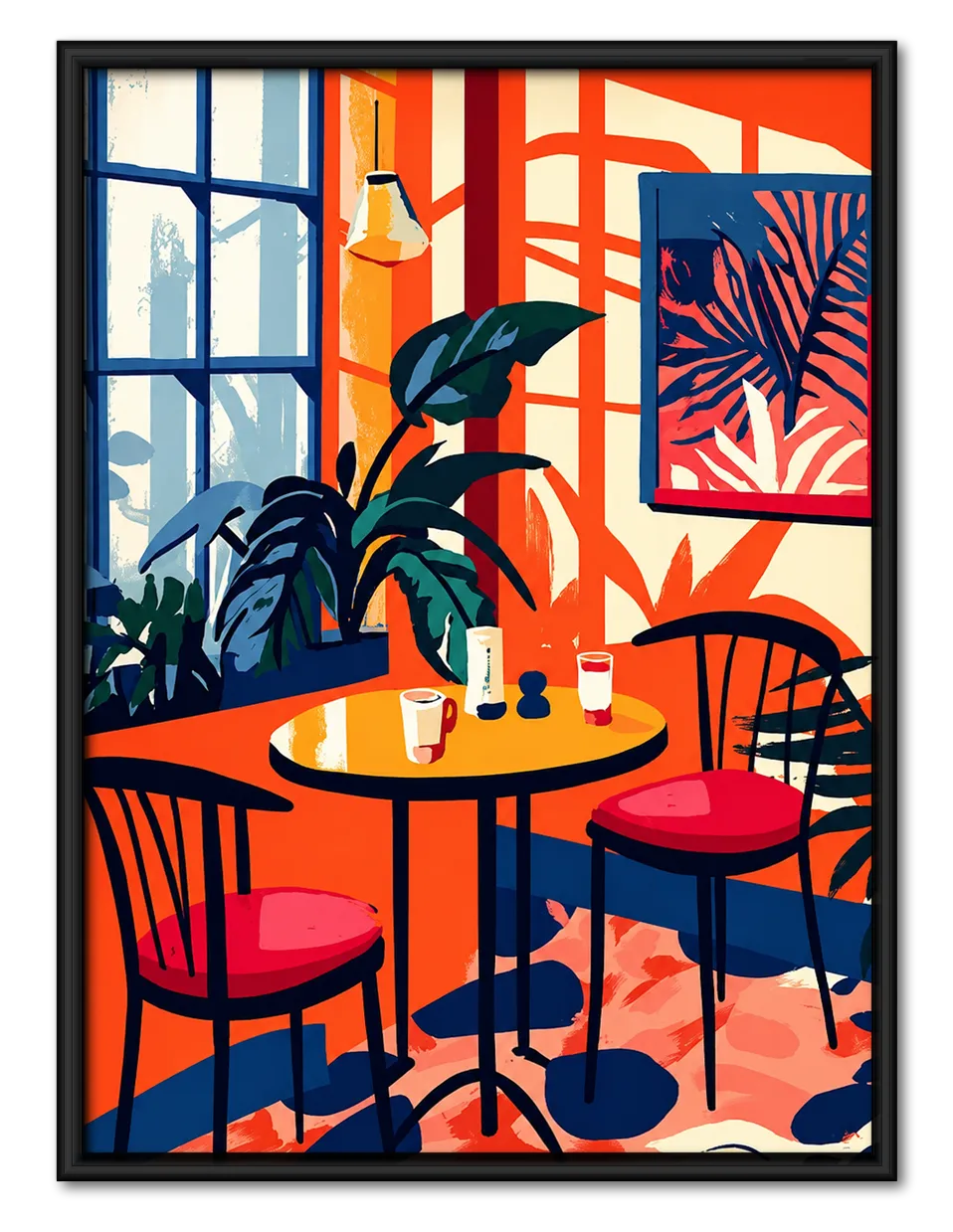 Retro Colorful Cafe Interior Wall Art 1