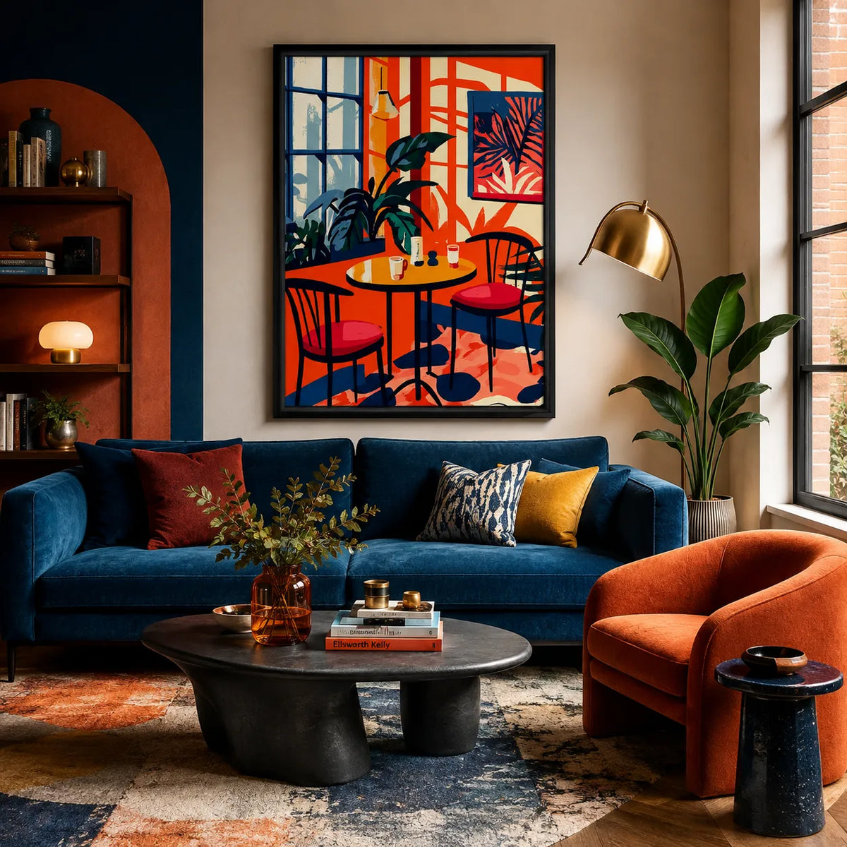 Retro Colorful Cafe Interior Wall Art 3