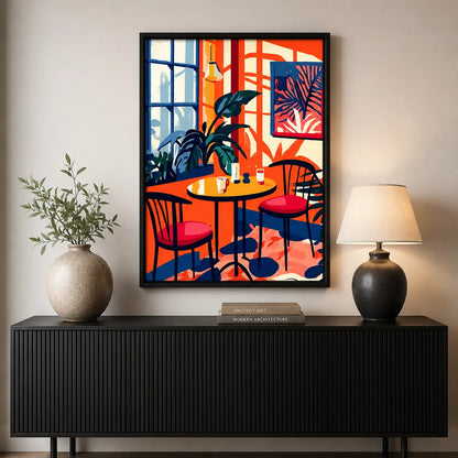 Retro Colorful Cafe Interior Wall Art 4