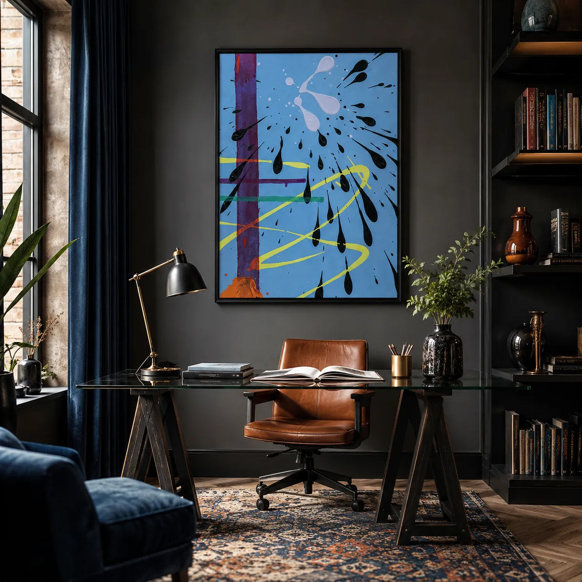 Blue Splash Abstract Wall Art 4