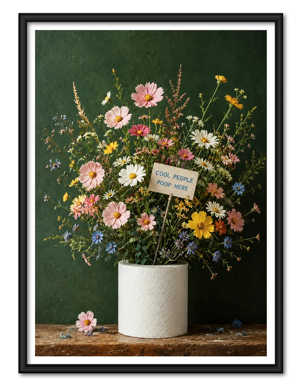 Cool People Poop Here Floral Wall Art 1