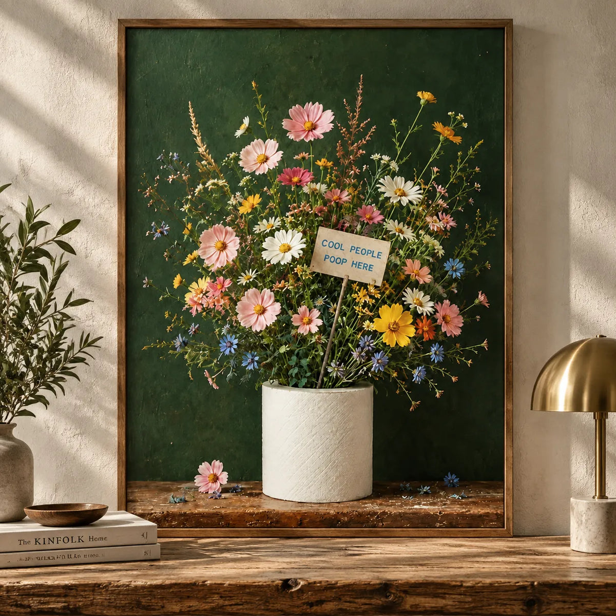 Cool People Poop Here Floral Wall Art 3