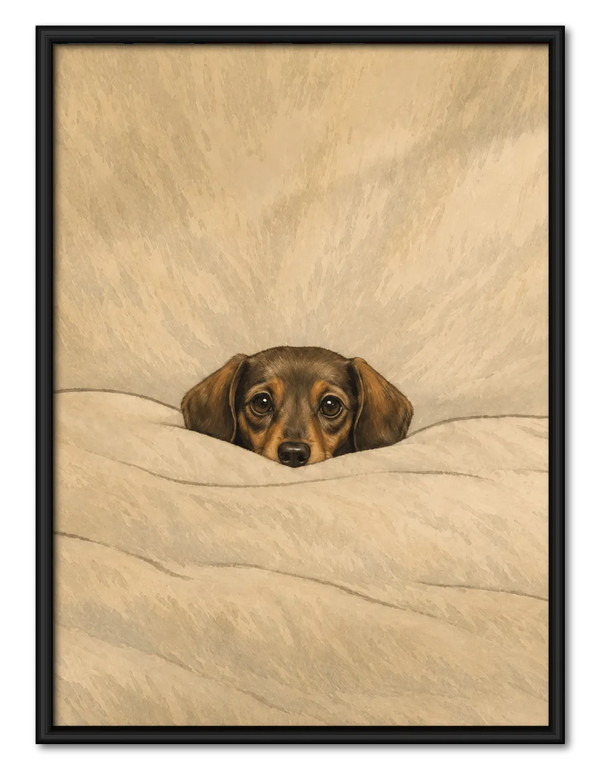 Cozy Dachshund in Bed Wall Art