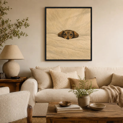 Cozy Dachshund in Bed Wall Art 2