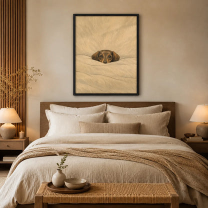 Cozy Dachshund in Bed Wall Art 3