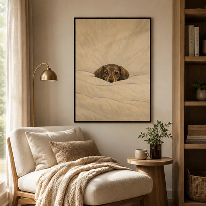Cozy Dachshund in Bed Wall Art 4