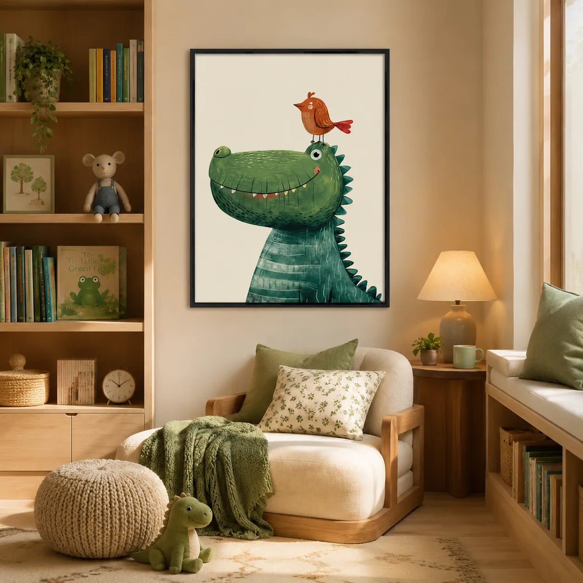 Friendly Dinosaur and Bird Wall Art 4