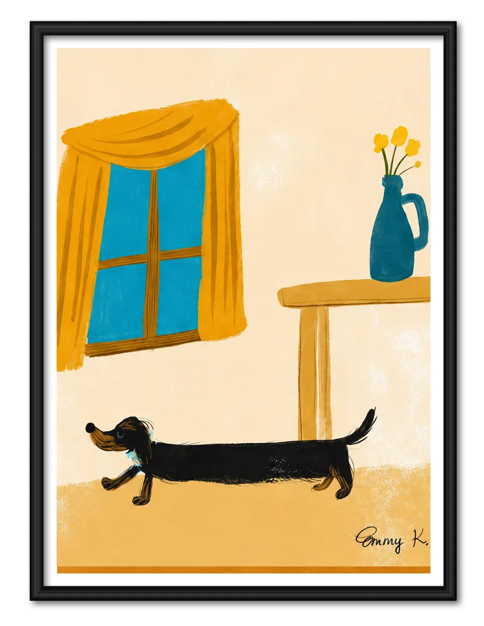Long Dachshund Sunny Interior Wall Art 1