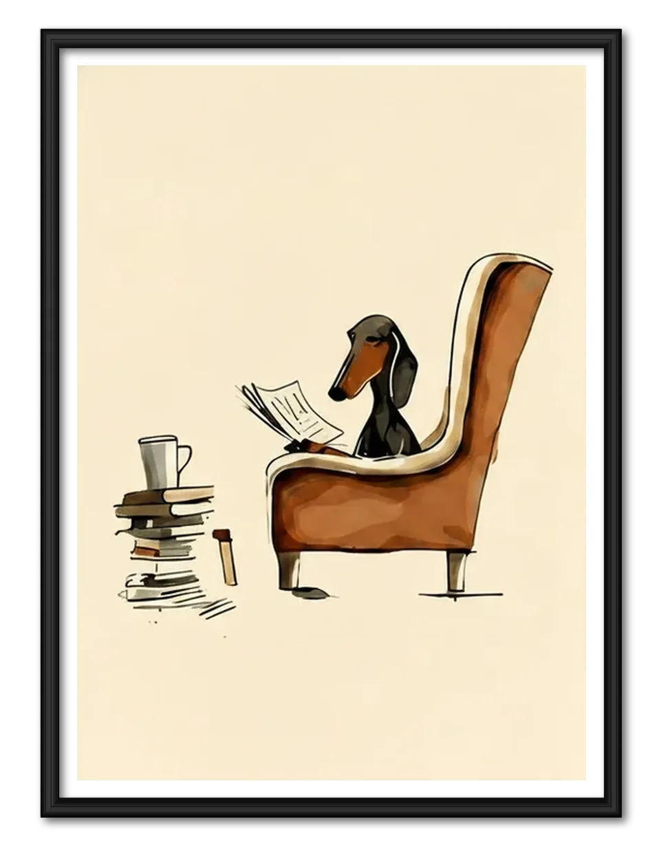 Reading Dachshund Cozy Chair Wall Art 1