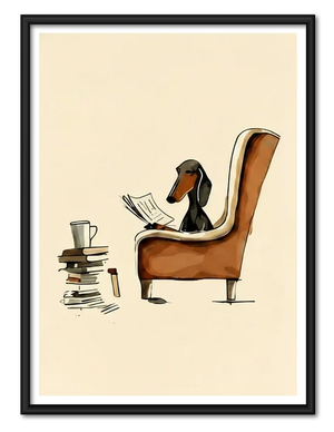 Reading Dachshund Cozy Chair Wall Art