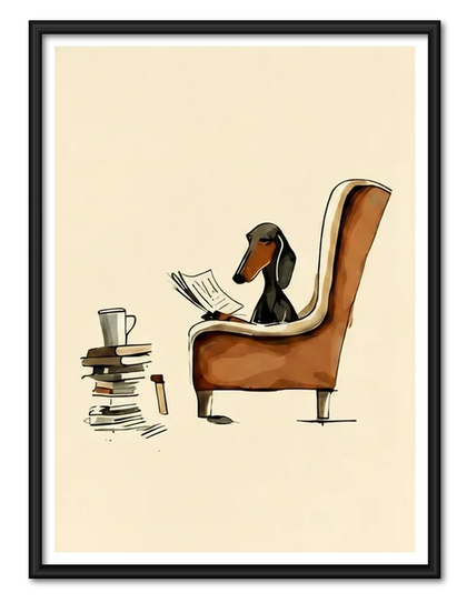 Reading Dachshund Cozy Chair Wall Art
