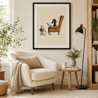 Reading Dachshund Cozy Chair Wall Art 2