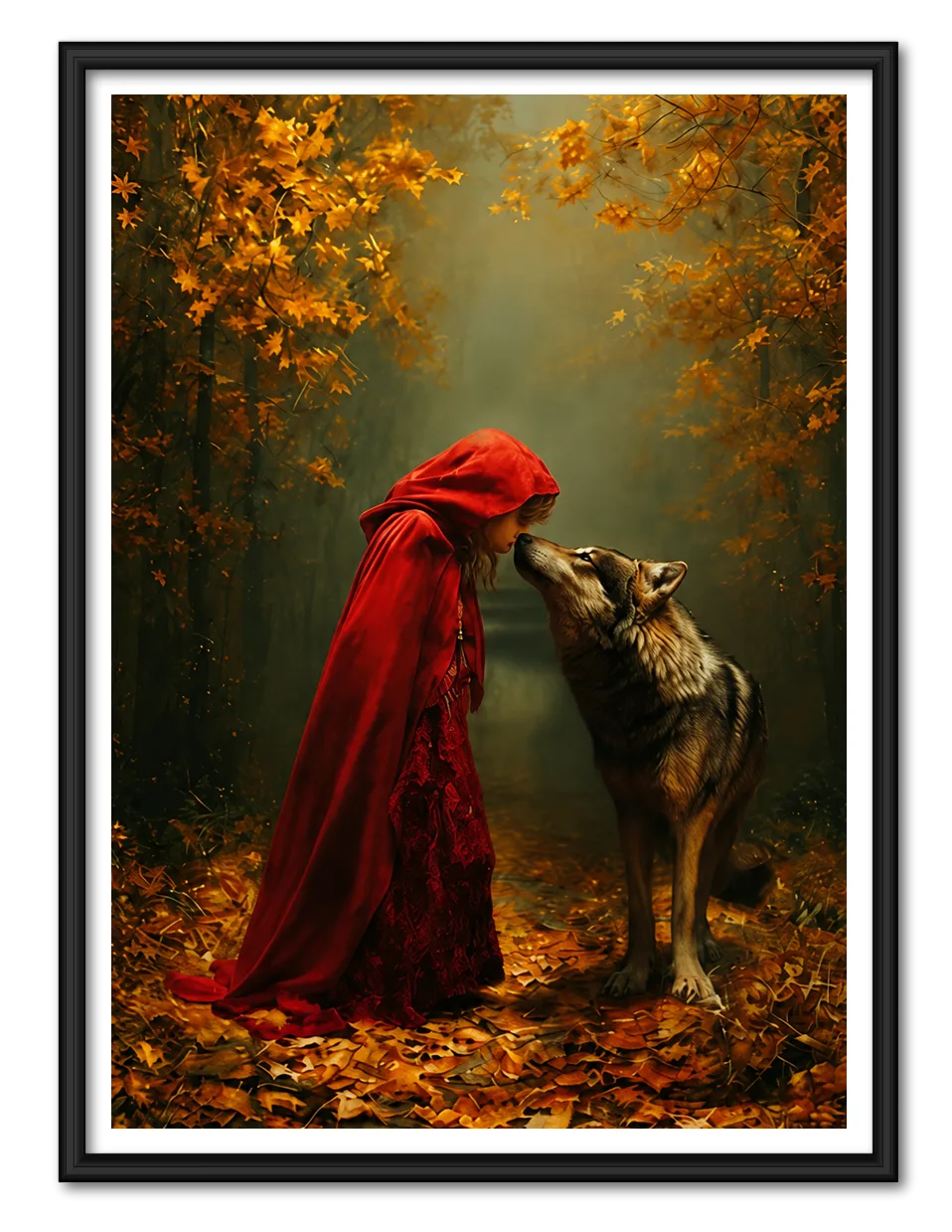 Red Hood and Wolf Forest Wall Art 1