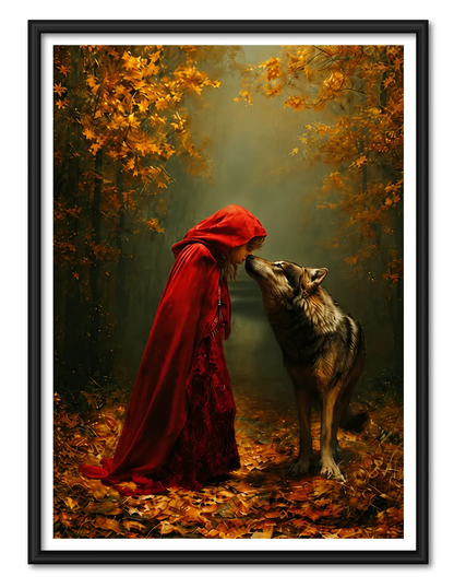 Red Hood and Wolf Forest Wall Art 1