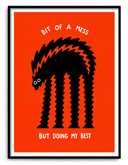 Bit of a Mess Black Cat Wall Art 1