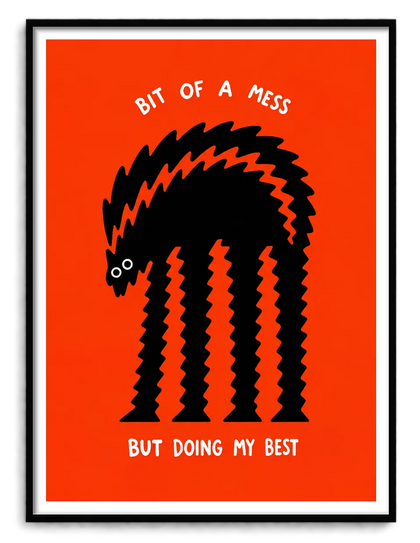 Bit of a Mess Black Cat Wall Art