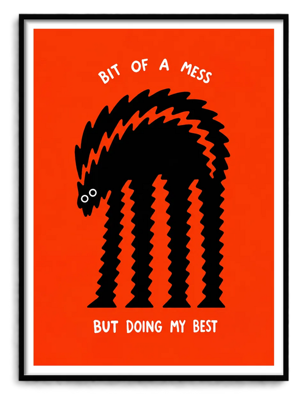 Bit of a Mess Black Cat Wall Art