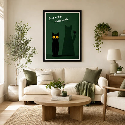 Dream Big Black Cat Funny Quote Wall Art 2