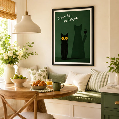 Dream Big Black Cat Funny Quote Wall Art 4