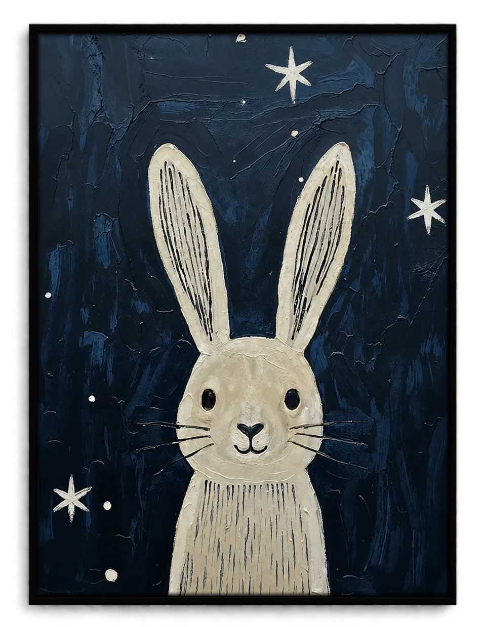Moonlit White Rabbit Under the Stars Wall Art 1