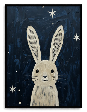 Moonlit White Rabbit Under the Stars Wall Art