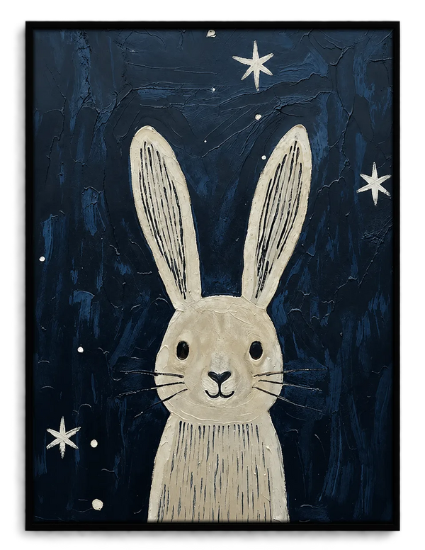 Moonlit White Rabbit Under the Stars Wall Art