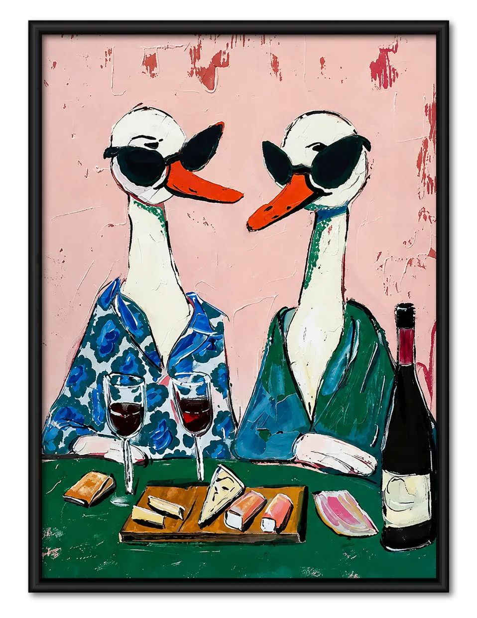 Stylish Geese Wine Night Wall Art 1