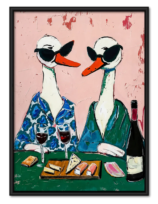 Stylish Geese Wine Night Wall Art