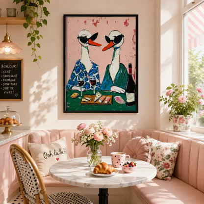 Stylish Geese Wine Night Wall Art 2